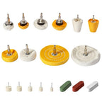 Polishing Wheel for Drill Kits, 10pcs Buffing Wheels, 5pcs Felt Wheels and 3pcs Compound, Different Size and Density Polisher Wheels for Metal, Jewelry, Car, Aluminum, DIY Buffing & Finishing