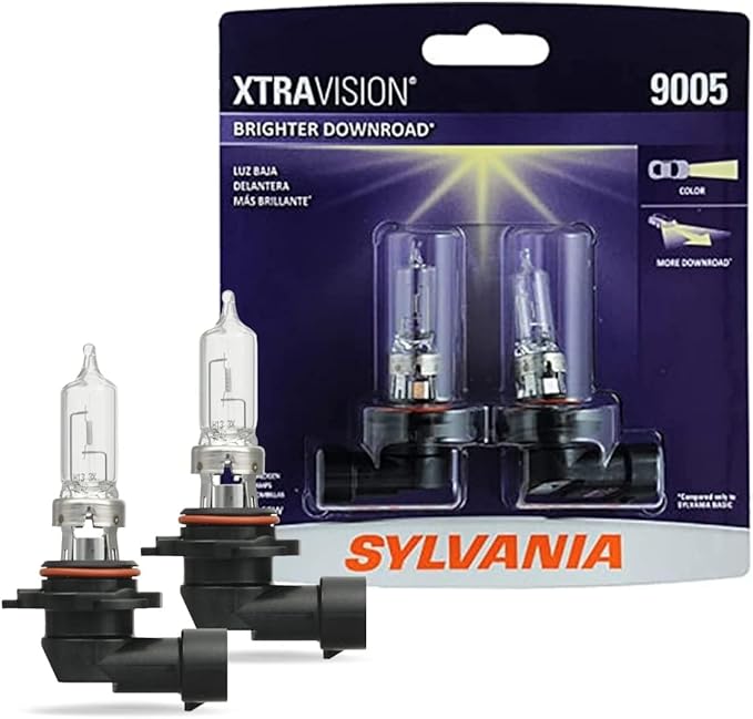 SYLVANIA - 9005 XtraVision Halogen Headlight Bulb - High-Performance Car Headlight - Halogen Light with No Glare - for Automo