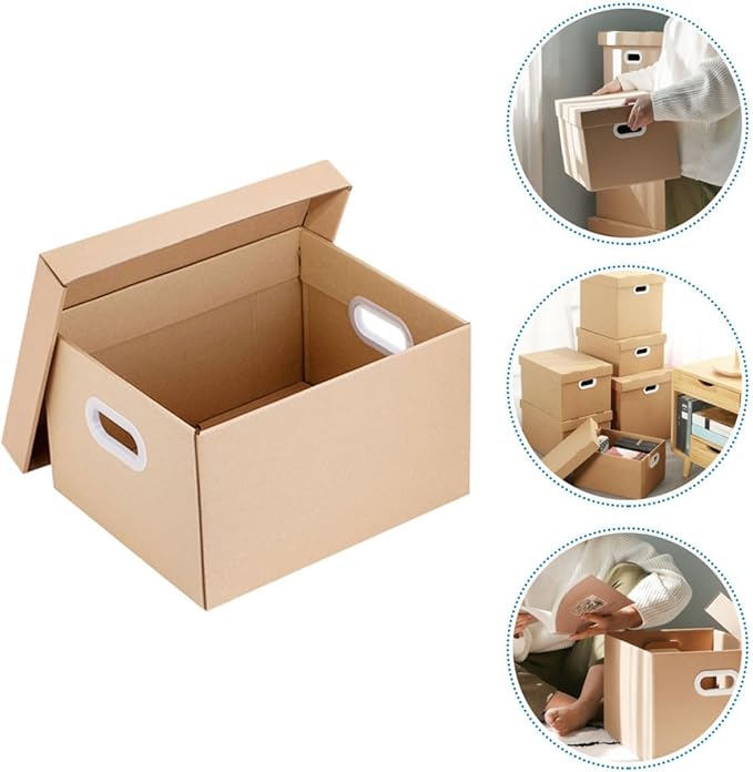 Cabilock Document File Storage Box with Lid 30l 43x31x24cm Kraft Paper Office File Organizer Portable Document Case Home and 