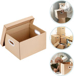 Cabilock Document File Storage Box with Lid 30l 43x31x24cm Kraft Paper Office File Organizer Portable Document Case Home and 