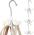 TOPIA HANGER Hoodie Hangers 4-Pack with 6 Wood Balls, 360°Swivel Purse Hanger, Scarf Hanger, Closet Hooks, Handbag Organizer,
