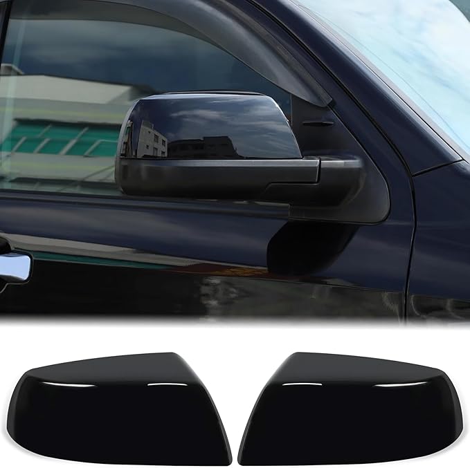 Car Door Rear View Mirror Cover Trim Compatible with Toyota Tundra 2007-2021 Sequoia 2008-2020 Exterior Rearview Mirror Housing Cap Protector Accessories, Only Fit Without Turn Signal Lights Version