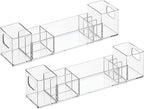mDesign Plastic Bathroom Medicine Cabinet Organizer with Handles - Divided Vanity Storage Holder/Container for Cotton Swabs, 