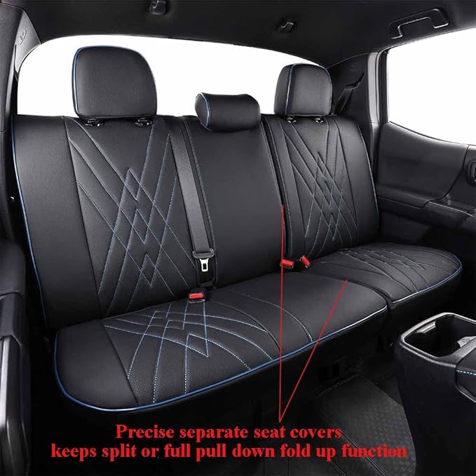 EKR Custom Fit Tacoma Leather Car Seat Covers for Select Toyota Tacoma 2012 2013 2014 2015 (Regular Seats)- Full Set, Leather