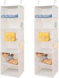 BrilliantJo 6 Shelves Hanging Closet Organizer, 2 Pack Hanging Storage with 4 Side Pockets for Clothes Shoes, 43.5"x12"x12"(B