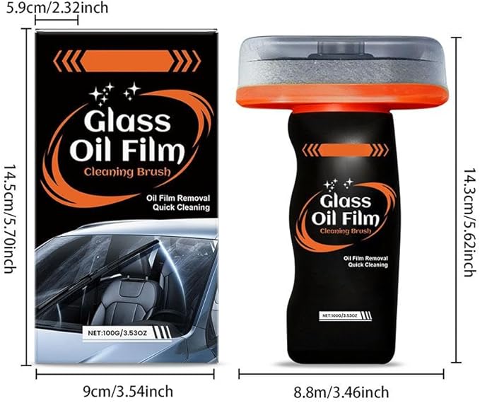 Glass Guard, Hand-Held Glass Emulsion Cleaner, Car Glas-s Oil Film Remover Brush, Windscreen Cleaner Remove Water Spots Dirt 