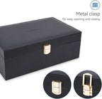 LANDICI Jewelry Box Organizer for Men Women, 2 Layer 4 Slot Watch Storage Case with Removable Tray, PU Leather Large Jeweller