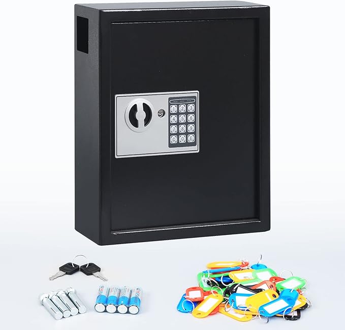 KYODOLED Electronic 40 Keys Cabinet Wall Mount, Digital Key Safe Lock Box, Large Security Lockbox for House Key, Heavy Duty C
