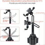 Miracase Universal Cup Phone Holder for Car, [Upgraded Version] Adjustable Long Neck Car Cup Holder Phone Mount Cradle Friendly Compatible with iPhone Samsung Google and All Smartphones, Pink