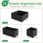 Criusia 16 Pack Underwear Drawer Organizer, Drawer Organizer Clothes, Foldable Cloth Storage Box Closet Dresser Drawer Divide