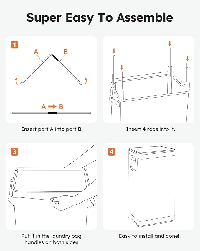 SOLEDI Slim Laundry Hamper with Lid, Narrow Laundry Basket with Removable Bags, Dirty Clothes Hamper with handle, Small Hampe
