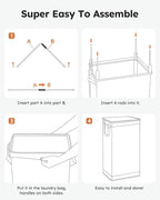 SOLEDI Slim Laundry Hamper with Lid, Narrow Laundry Basket with Removable Bags, Dirty Clothes Hamper with handle, Small Hampe