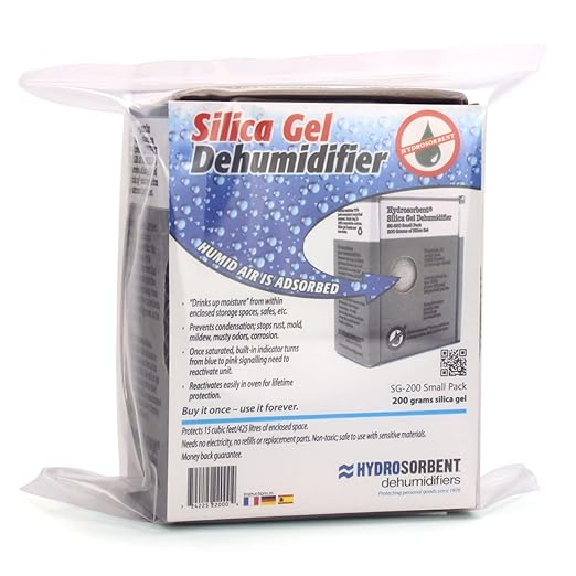 HYDROSORBENT Silica Gel Dehumidifier (200gm - 2 Pack) - Silica Gel Packets w/Built-in Color Changing Indicator for