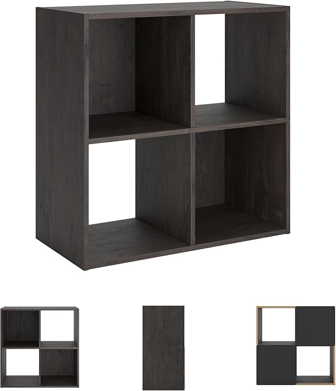 Signature Design by Ashley Piperton 4 Cube Storage Organizer or Bookcase, Charcoal