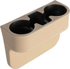 Car Seat Organizer Cup Drink Holders Multi Functional Gap Filler Storage Box Insert Organization Helps Reduce Distracted Driving&Holds Phone Mount Mug Bottle Cellphone (PUBD-Beige)