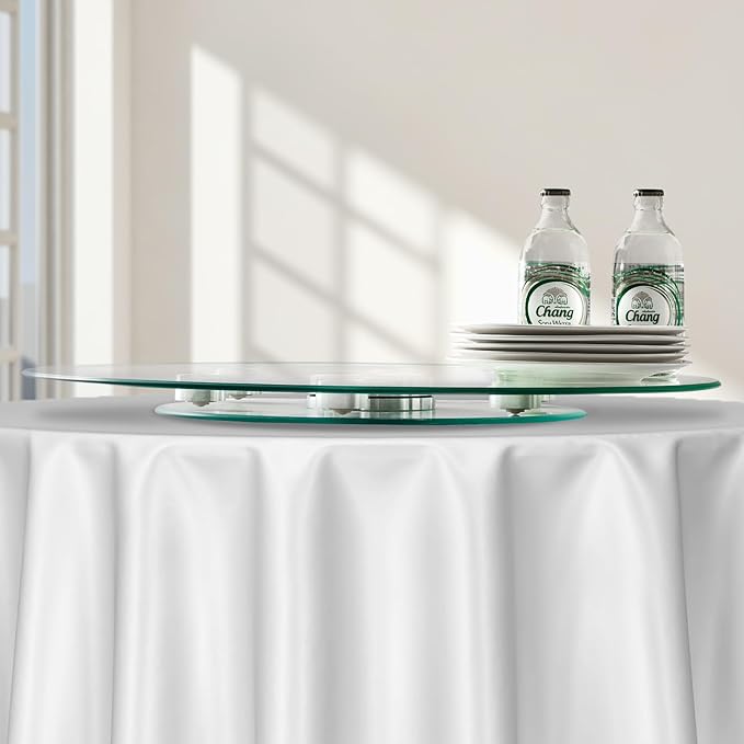 VEVOR 20 in Glass Lazy Susan Turntable, 360° Rotation Round Clear Tabletop Rotating Tray, Tempered Glass Dining Table Centerp