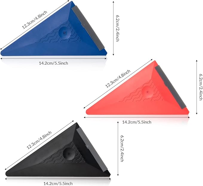 NEWISHTOOL 3 PCS Window Tint Triangle Squeegee with Silicone Edge, Different Hardness Corner Squeegee for Car Vinyl Wrap PPF Installation, Multi Edge Contour Scraper Tint Tools