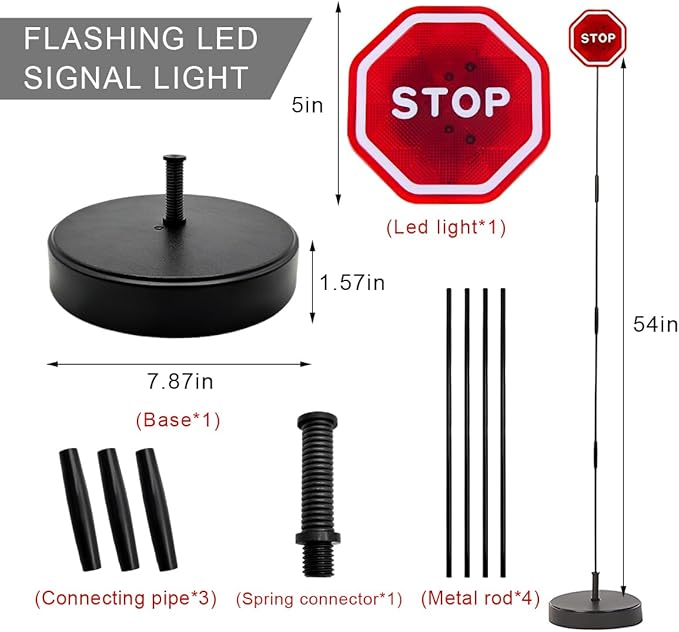 Parking Garage Flashing Stop Sign, Garage Parking Assistant LED Flashing Warning Stop Sign, Adjustable Height Parking Sensor Car Stop Target Indicator, Parking Assist Indicator