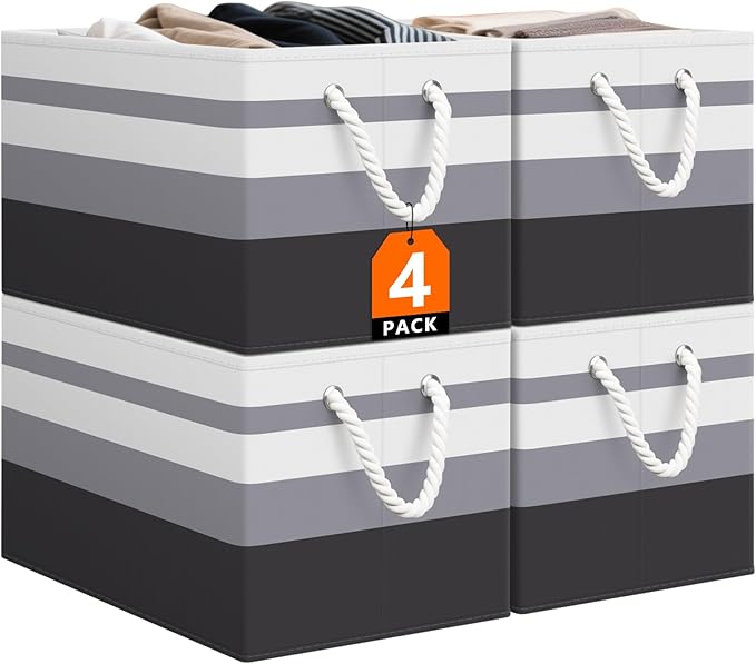 StorageTastic Storage Bin,Collapsible Storage Basket For Organizing,Large Storage Boxes With Rope Handles,Storage Containers,