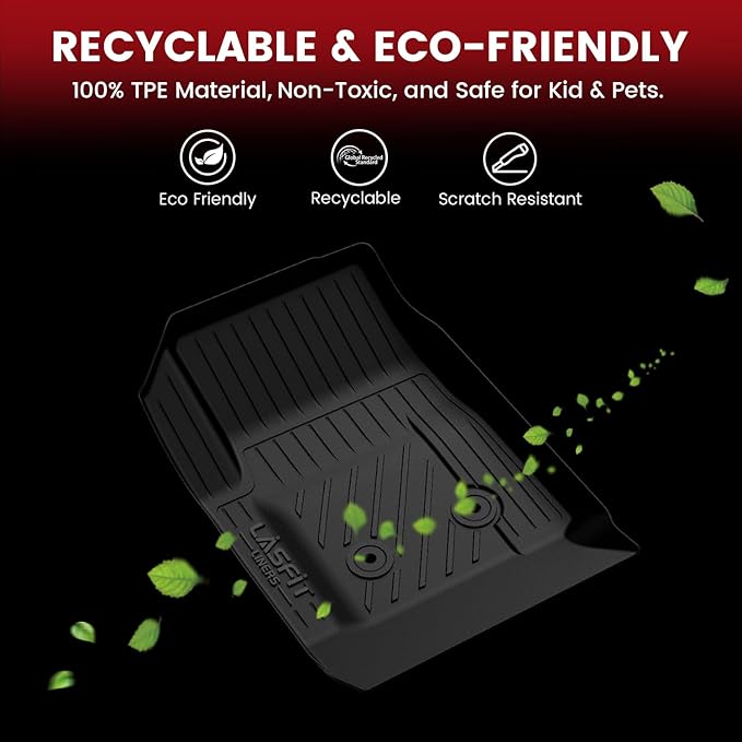 LASFIT Floor Mats for Chevrolet Chevy Colorado/GMC Canyon 2015-2022 Extended Cab Only (Not Fit Crew Cab), All Weather TPE Custom Fit Floor Mats for Cars, 1st and 2nd Row Car Floor Mats Full Set