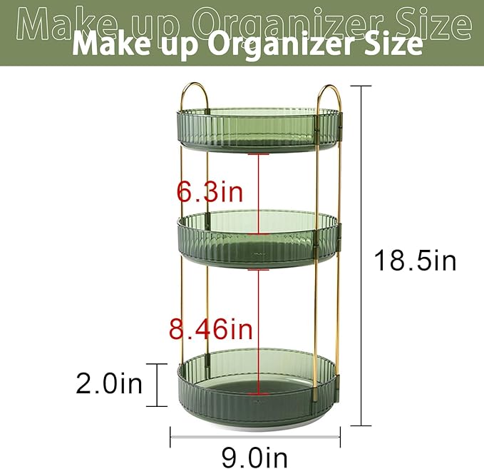 shuang qing Rotating Makeup Organizer for Vanity, High-Capacity Skincare Clear Make Up Storage Perfume Organizers Cosmetic Dr
