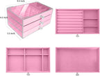 Clear Acrylic Velvet Jewelry Organizer with 3 Drawers, Stackable Display Storage Earrings Necklace Rings Bracelets Box Holder