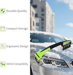 Snow Brush with Ice Scrapers for Car Windshield, Car Brush with Foam Grip, Winter Accessories, Wider Snow Scraper for Window, SUVs, Cars, Detachable Snow Removal Tool, Scratch-Free (Green)