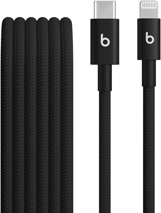 Beats USB-C to Lightning Woven Cable Fast Charging Durable/Tangle-Free Compatible Charger for Apple Devices w Lightning Ports