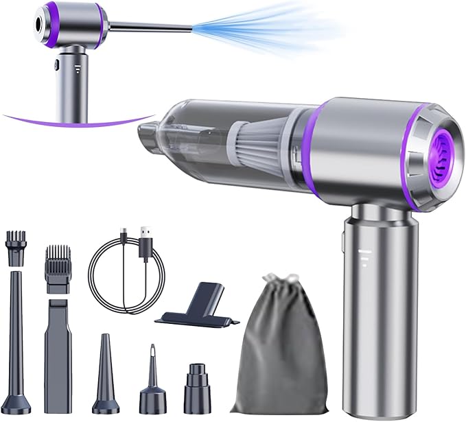 Car Vacuum Portable Cordless 20000PA High Power 4-in-1 Compressed Air Duster & Air Blower & Pump Hand Held Vacuum with Brushl