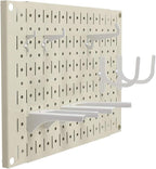 Wall Control Pegboard Wall Organizer Tiles Modular Beige Metal Pegboard Tiling Set - (4) 12in Tall x 16in Wide Tan Cream Colo