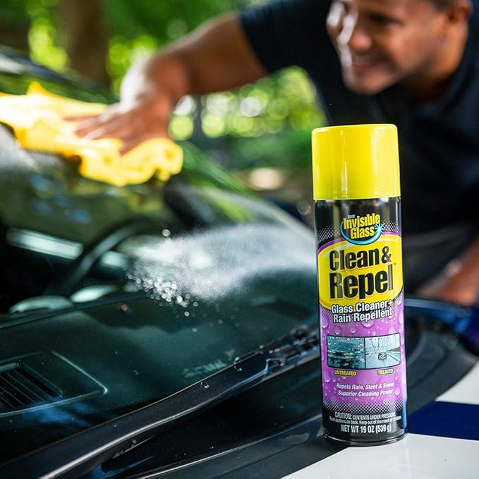 Invisible Glass 91184-6PK Clean & Repel – Aerosol Glass Cleaner and Rain Repellent, Cleans Exterior Windshields, Repels Rain,