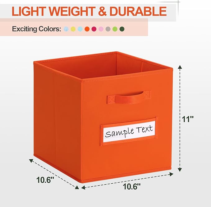 artsdi 11x11 storage cube bins (Set of 10) Foldable Fabric storage cubes with 10 Labels Window Cards & a Pen,11 inch cube sto
