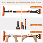 Kairiyard 31" Snow Brush and Ice Scrapers for Car Windshield, Detachable Extendable 360° Pivoting Snow Scrapers and Brush with Ergonomic Foam Grip for Car,Truck,SUV(Orange)