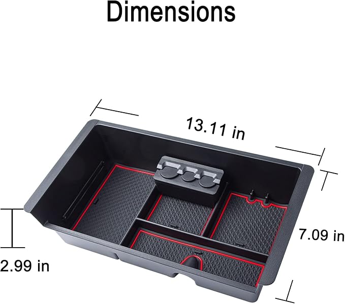 JKCOVER Compatible with Chevy Silverado/GMC Sierra 2014-2018 and Chevy Tahoe Suburban/GMC Yukon 2015-2020 Center Console Organizer Tray Accessories-Full Console w/Bucket Seats ONLY - (Red Trim)