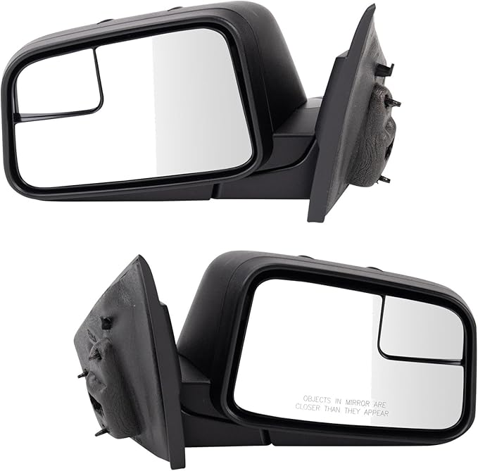 TRQ Driver and Passenger Side Mirror Assembly Set Power Foldaway Textured Black Compatible with 2009-2010 Ford Edge 2011 Ford