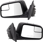 TRQ Driver and Passenger Side Mirror Assembly Set Power Foldaway Textured Black Compatible with 2009-2010 Ford Edge 2011 Ford