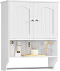 Iwell Bathroom Wall Cabinet, Over The Toilet Storage Cabinet with Towel Rack & Adjustable Shelf, Medicine Cabinet for Bathroo