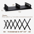 SCUNDA Wall Rack with 20 Hooks, Wooden Wall Expandable Coat Rack for Coat, Hats, Baseball Caps, Coffee Mug, Jewelry(Black)
