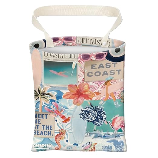 Car Trash Can, Cute Car Trash Bag, Hanging Car Organizer and Storage Bag, Trash Bin for Car Accessories, Vehicle, Travelling, Camping Retro Summer Collage