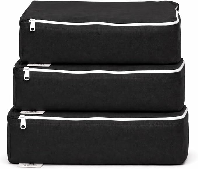 Packing Cubes Bag Pure Canvas Travel Organizers (10"x7"x3x") with Durable YKK Zippers for Clothes, Shoes & Luggage Storage (S