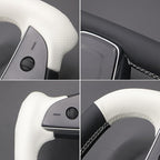 MEWANT Hand Stitched White Leather Steering Wheel Cover Wrap for Tesla Model S 2021-2023 / Model X 2021-2023 Steering Wheel Accessories