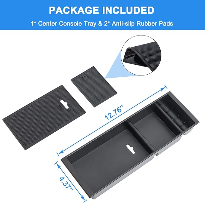 PIMCAR Center Console Organizer for Ford F150 2021 2022 2023, F150 Lightning 2022 2023 Armrest Storage Box Accessories ABS Plastic (Work Great with The Factory Tray)-One Tray