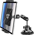 Heavy Duty Car Tablet Mount Holder - [Metal Arm] Dashboard Windshield Suction Cup Tablet Holder for Truck/Car Mount, for 4.7-13" Tablets Like iPad Pro Air, Mini, Galaxy Tab, Z Fold, Fire HD, iPhone