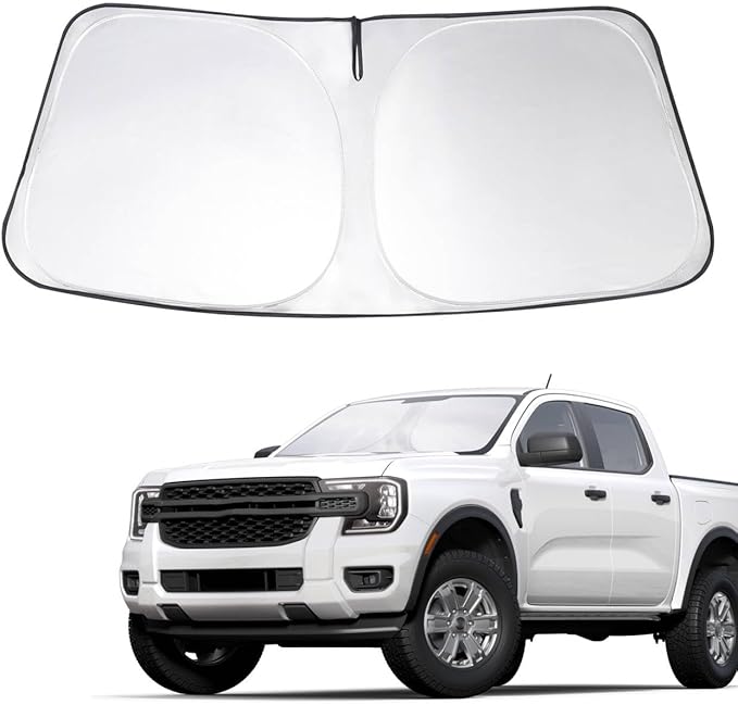 Front Windshield Sun Shade Foldable Front Window Sun Shield Visor Custom Fit for 2019-2024 Fo-rd Ranger Block UV Rays Car Accessories Heat Keep Car Cooler