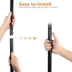 Fishat Stand Portable Black Double Rods Garment Clothes Rack with Rolling and Lockable Wheels Mobile, 48" W x 15" D x 67" H, 