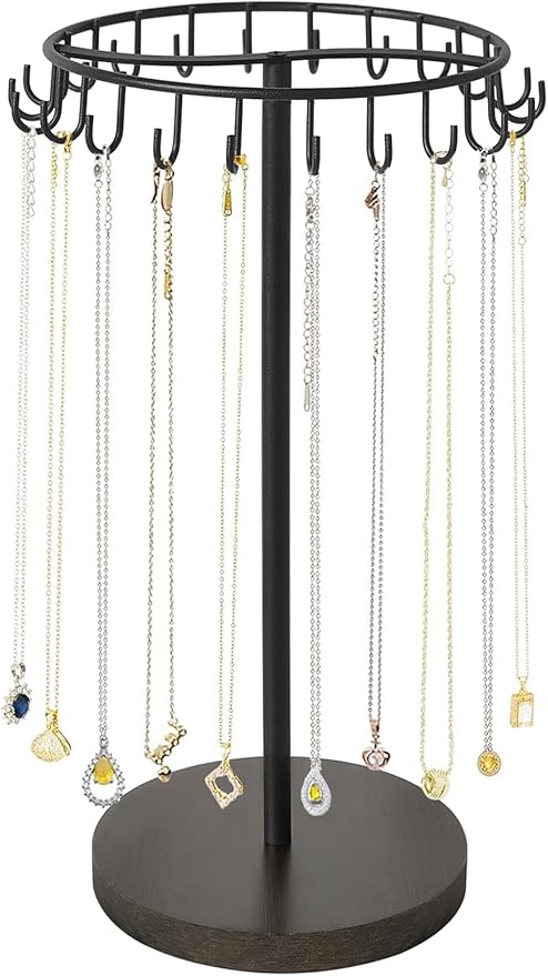 Mkono Necklace Holder Metal Jewelry Display Stand Necklace Organizer with 22 Hooks for Storage and Hanging Bracelet Keychain 