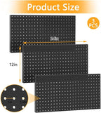 3pcs Heavy Duty Metal Pegboard Panels, Garage Wall Mounted Tool Organizer Peg Board for Garage, Workshop Storage and Workbenc
