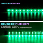 Xprite Double Row RGB LED Car Underglow Bluetooth Lights Strip, 4 PCS Underbody Neon Cars Exterior Glow Light Kit w/APP Control & Wireless Remote, Universal for Vehicles SUV Trucks Pickups Vans