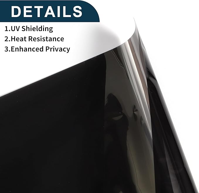 Motoforti Nano Ceramic Car Window Tint Film VLT 18% IRR 58% UVR 85% Black Silver Tone 5ft x 30inch Privacy Film 2mil PET 1 Pc