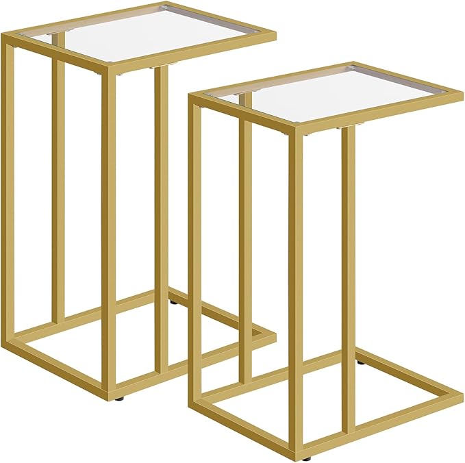 HOOBRO Floating Shelves and C Shaped End Table, 15 Inch Wall Shelf Set of 2, Wall Mounted Storage Shelves 2-Tier, Side Table 